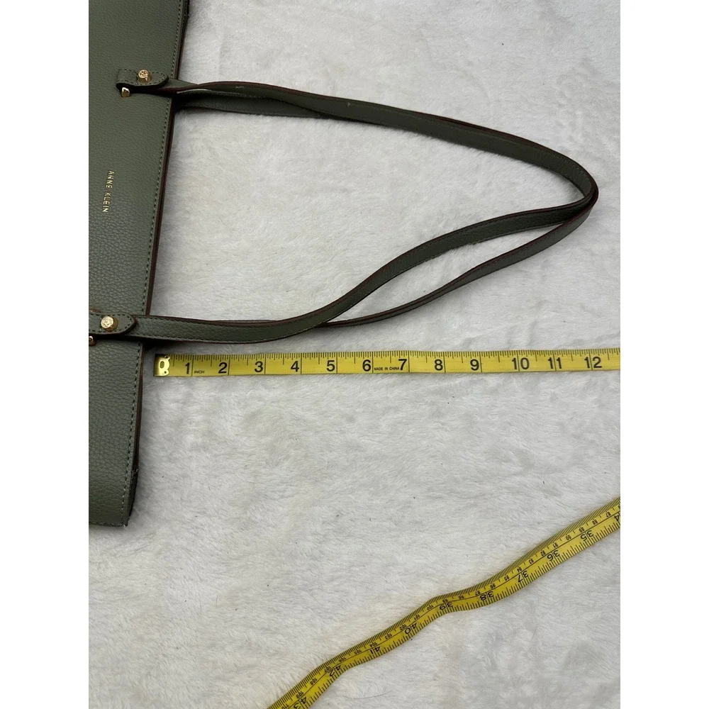 Anne Klein Sage Green Pebbled Faux Leather Tote Bag Gold Hardware Q4/2024/10136